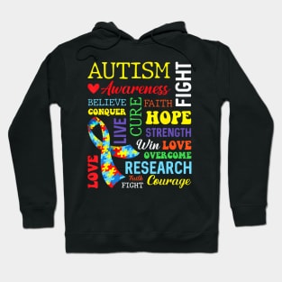 Autism Hope Overcome Awareness Love Cure Fight Strength Hoodie